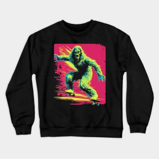 Bigfoot Skating | Funny Retro Bigfoot Crewneck Sweatshirt